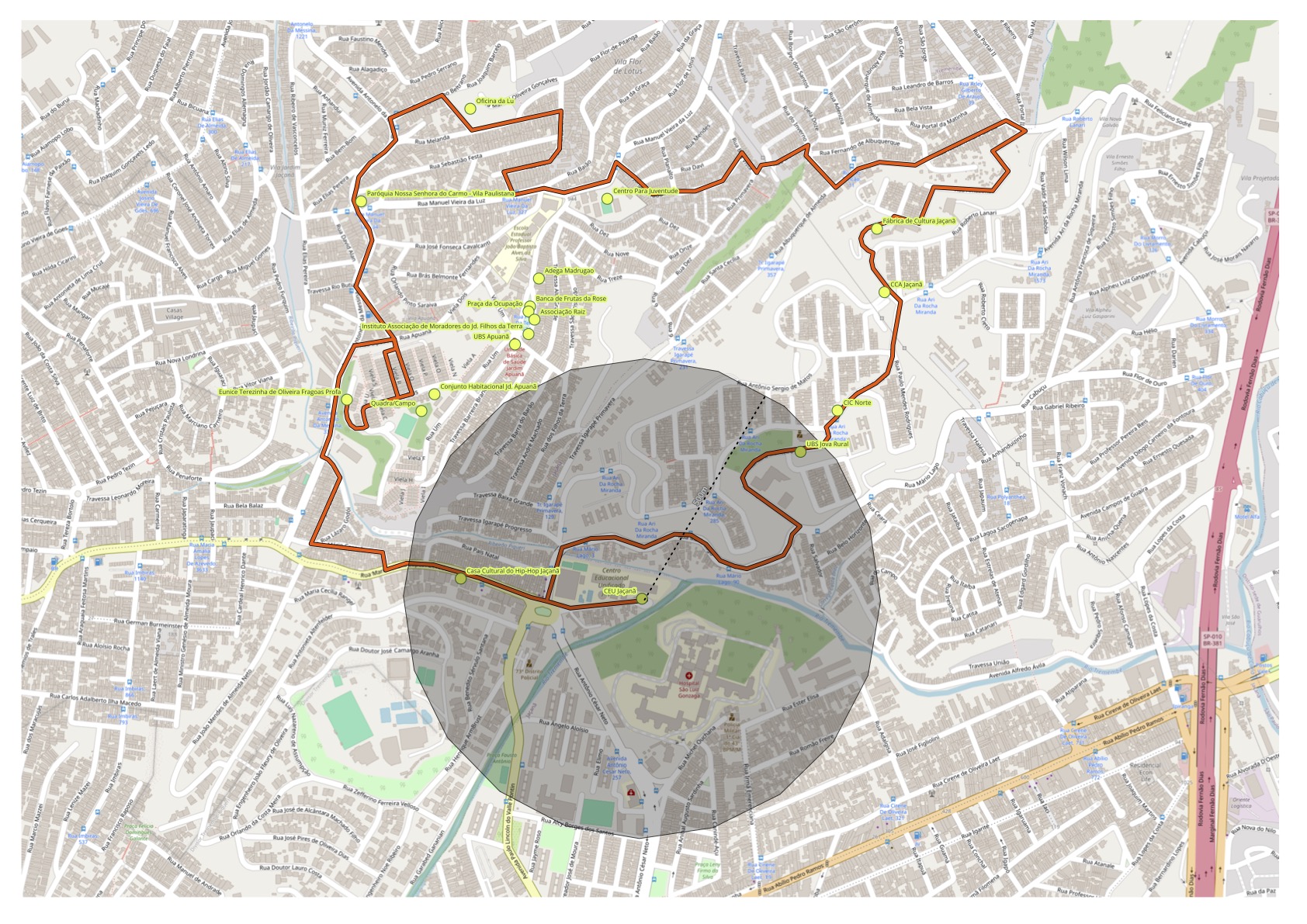 Mapa de localização — CEU Jaçanã e entorno
